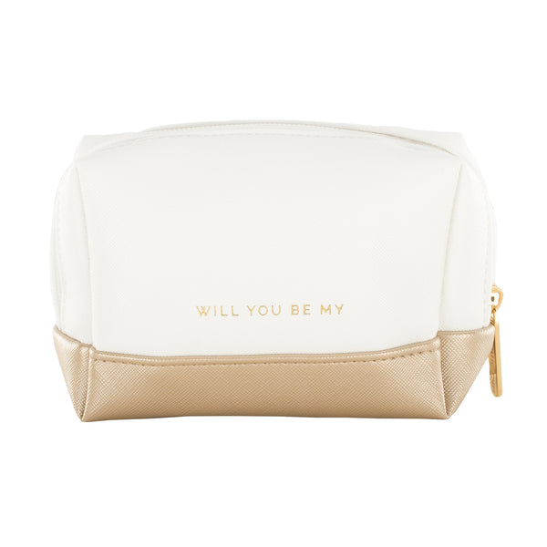 Bridesmaid Cosmetic Bag - Ivory and Gold
