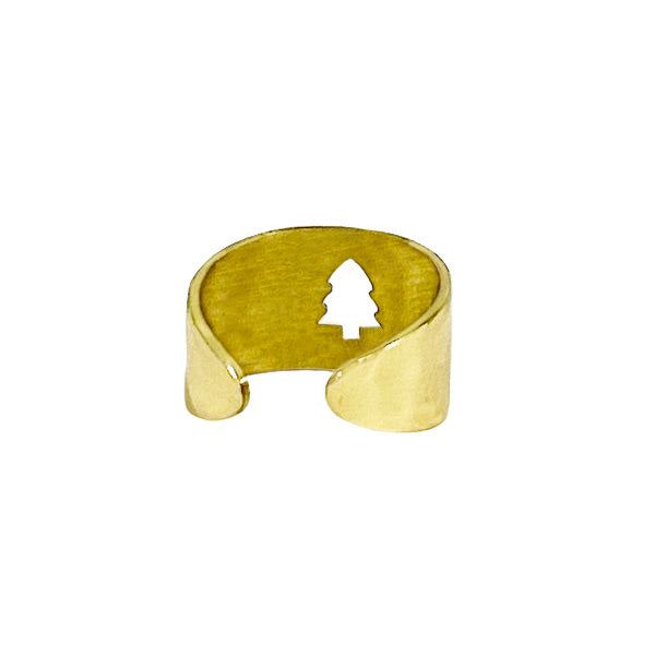 Christmas Tree Cut Out Ring - Gold