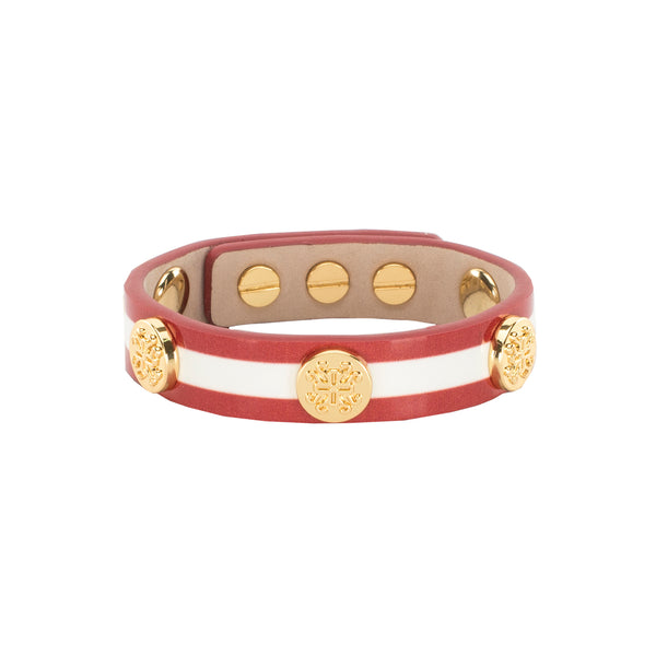 RC Girls Meagen Patent Single Wrap Red/White Striped - Gold